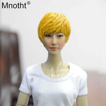 Mnotht 1/6 cabeça feminina esculpida da coreia beleza menina cabelo curto dourado modelo de brinquedo para 12 ''soldado boneco de ação corpo a 2024 - compre barato