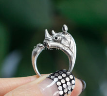 Novo anel de rinoceros retrô ajustável, anel antigo de prata ouro e bronze banhado a animais, joias masculinas e femininas 2024 - compre barato