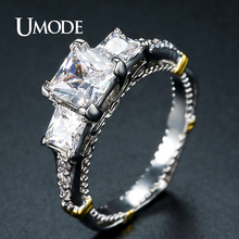 UMODE Design Two Tone Color Three Stone Ring for Women Anniversary Wedding Bands Wedding Party Fashion Jewelry Accesorios UR0400 2024 - buy cheap