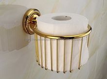 Paper Holders Brass Gold Finish Toilet Paper Roll Holder Bath Shelf Shower Storage Basket Wall Mounted Bba609 2024 - buy cheap