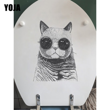 YOJA 14.5*19.9CM Sunglasses Cat Personality Art Wall Decal Bathroom Toilet Stickers T1-0110 2024 - buy cheap