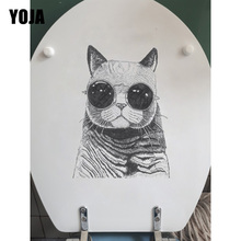 Yoja óculos de sol estilo gato, 14.5x19.9cm, personalidade, adesivo de parede para banheiro, vaso sanitário 2024 - compre barato