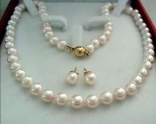 Clasp 10MM White Akoya Cultured Shell Pearl Necklace Earring no box shipping free 2024 - buy cheap