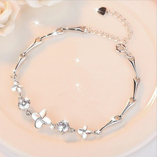 Everoyal Roamntic Crystal Clover Bracelets Girls Accessories Fashion 925 Silver Bracelets For Women Lover Valentine's Day Gift 2024 - buy cheap