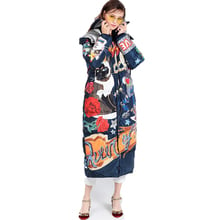 Women Winter Long Thick Duck Down Jacket and Coat Femme Cartoon Cat Print Harajuku Feather Puffer Jacket Down Parka 505 2024 - buy cheap