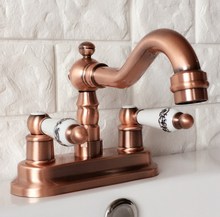 Antique Red Copper Bathoom Kitchen Faucet Swivel Spout Dual Handles Lavatory Sink Mixer Taps Deck Mounted zrg046 2024 - buy cheap