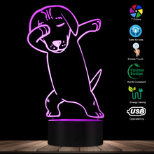 Luz de ilusión óptica 3D para perro Bull Terrier, lámpara nocturna USB, Dabbing, baile brillante, Pug, LED, Escritorio de decoración para el hogar 2024 - compra barato