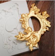 angel frame silicone fandont mold Silica gel moulds angel frame  Chocolate molds angels candy mould angels frames silicone molds 2024 - buy cheap