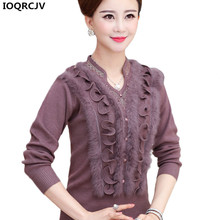 IOQRCJV Women Sweaters New Spring Autumn Middle-aged Clothing Large size Long-sleeved Knit Pullover Elegant Women Tops K813 2024 - buy cheap