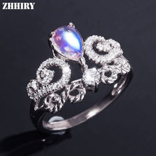 ZHHIRY Real Natural Moonstone Ring Solid 925 Sterling Silver For Woman Genuine Gemstone Rings Girl Fine Jewelry 2024 - buy cheap