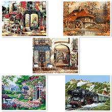 Frameless Small House Pictures Painting By Numbers Wall Art Of Landscape DIY Canvas Oil Painting Home Decor For Room MB011 2024 - buy cheap