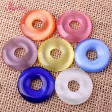 25mm Smooth Round Ring Donut Shape Cat Eye Gem Stone Beads Pendant 1 Pcs For DIY Necklace Jewelry Making,Free Shipping 2024 - buy cheap