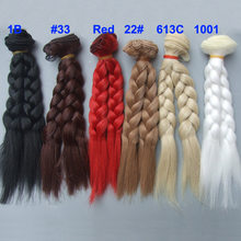 Pelucas trenzadas para muñeca BJD, pelo de color rojo, blanco, marrón y negro, 15cm, Natural 2024 - compra barato
