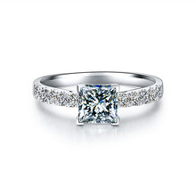Test Positive Princess Cut 1CT Moissanite Wedding Ring For Women Solid 18K White Gold Women Anniversary Gift For Girl 2024 - buy cheap