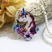 Handmade Jewelry Making Supplies Beads Wooden Animal Charm Flower Unicorn Blue Horn For DIY Necklace Earring Brooch CW086-E 2 2024 - buy cheap