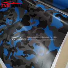 Adesivo camuflado em vinil para carro, filme azul, preto, cinza, bolha de ar, adesivo camuflado 2024 - compre barato