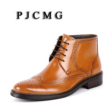 Мужские мотоциклетные ботинки PJCMG, черные/красные/коричневые ботинки с острым носком и пряжкой на ремешке, из натуральной кожи, для работы 2024 - купить недорого