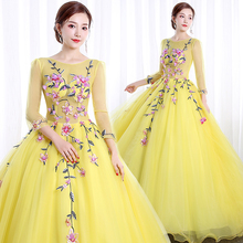 Vestido largo amarillo de encaje de verano para mujer, vestido de princesa para dama de honor, fiesta, banquete, baile, novedad 2024 - compra barato