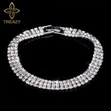TREAZY Luxury Rhinestone Crystal Bracelets For Women Fashion Silver Plated Bracelets & Bangles Bridal Wedding Jewelry 2024 - buy cheap