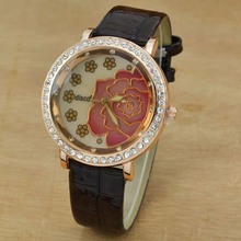 Fashion Rose Flower Watches Women Rhinestone Watches Ladies Watches Leather Strap Analog Quartz Watch Womens Wristwatch 2020 2024 - buy cheap