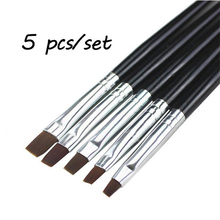 5PCS Kolinsky Flat Nail Art Brush Set Gradient Acrylic Nail UV Gel Builder Drawing Painting Pen Manicure Tool 2024 - buy cheap