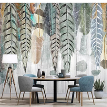 wellyu  papel de parede 3D   Custom wallpaper Nordic hand-painted colored feathers modern minimalist background wall painting 2024 - buy cheap