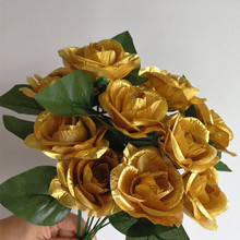 80p Burgundy Rose Golden Color Flower 30cm Roses for Event Party Wedding Centerpieces Bride Bouquet Artificial Decorative Flower 2024 - купить недорого