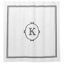 Elegant Black White Monogram Shower Curtain Personalised Custom Letter Initial Bathroom Curtain Set Modern Bathroom Home Decor 2024 - buy cheap