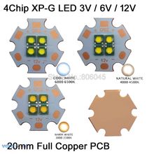 Светодиодный излучатель Cree XPG, 4 чипа, 3 в, 6 в, 12 В, высокая мощность, холодный белый/теплый белый/нейтральный белый, 20 мм, медная печатная плата 2024 - купить недорого