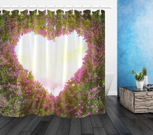Lb cortina de chuveiro flor galhos, forma de coração, conjunto de tapete e cortina, banheiro, tecido de poliéster à prova d' água para decoração de banheira 2024 - compre barato