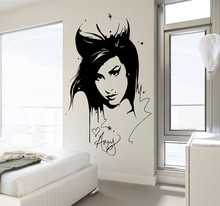 Amy winehouse adesivo de parede, para salão de beleza, de vinil, interior da casa, decoração removível, mural, decoração de sala de estar 2024 - compre barato