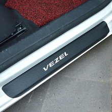 4PCS Carbon Fiber Car Door Sill Decoration Film Stickers Anti Scratch None Slip Door Sill Guard Lnterior Scuff For HONDA VEZEL 2024 - buy cheap