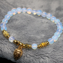 Gold-color drop pendant 6mm round opal moonstone beads bracelet factory outletjewelry making 7.5inch B2132 2024 - buy cheap