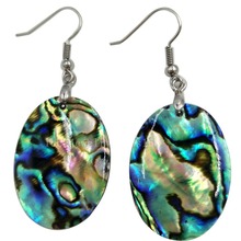 Frete Grátis Mulheres Moda Jóias Nova Zelândia Abalone Shell Oval Mulheres Bead Dangle Brincos Par C5805 2024 - compre barato