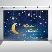 photography backdrop moon Blue twinkle little star birthday children's photographic backgrounds photo studio baby shower W-937 2024 - buy cheap