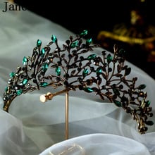 JaneVini Green Jewelry Wedding Crown Vintage Bridal Tiara Queen Bride Crowns Pageant Baroque Party Hairband Hair Ornament 2019 2024 - buy cheap