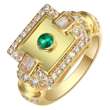 Hainon 2019 nueva moda oro/plata Color cuadrado anillos para Mujeres Hombres compromiso fiesta Moda Verde CZ anillos de dedo joyería regalos 2024 - compra barato