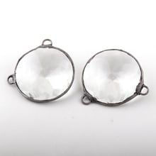 F Rodada Cristal charme para DIY fazendo pulseira, colar de jóias dupla face charme 2024 - compre barato