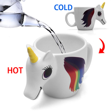 Taza de unicornio de dibujos animados, tazas de café y leche de cerámica que cambian de Color 3D para té, viajes, decoloración, regalos de unicornio, 300ML 2024 - compra barato