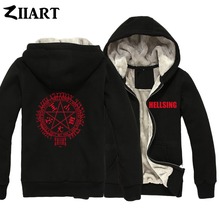 ZIIART-parka de terciopelo con cremallera completa para hombre, parka masculina con diseño de estrella, pentagrama, Hellsing, Ultimate Alucard, vampiro, Otoño e Invierno 2024 - compra barato