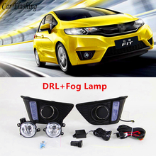 car flashing 1 Pair LED DRL Daytime Running Lights Daylight  LED DRL fog lamp with turn signal for Honda Jazz fit 2014 2015 2016 2024 - buy cheap