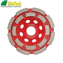 DIATOOL диаметр 100 мм Алмазное Двухрядное колесо чашки для бетона абразивного материала, 4-дюймовое шлифовальное колесо, диаметр 22,23 мм 2024 - купить недорого
