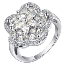 Элегантные большие кольца с цветком, крошечные кольца с микрозакрепкой из фианита, модные роскошные кольца для женщин, идеальные аксессуары, ювелирные изделия 2024 - купить недорого