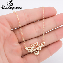 Shuangshuo Ethnic Origami Bee Necklace for Women Honey Bee Necklace Choker Geometric Gold Bee Necklaces & Pendants Accessories 2024 - buy cheap