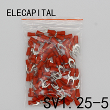 SV1.25-5 Red 100PCS/Pack SV1.25-5 Insulated Fork Cable Wire Terminal Connector Electrical Crimp Terminal SV1-5 SV 2024 - buy cheap