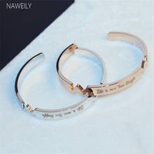 NAWEILY Fashion Titanium Steel Cuff Bracelet Smooth Letter Open Bangles For Women Men Jewelry Gift Pulseira Feminina NWLH123 2024 - buy cheap