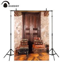 Allenjoy photography backdrop travel suitcases vintage wood door background photocall photobooth studio photographer 2024 - buy cheap