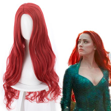 Movie Aquaman Mera Amber Heard Cosplay Wig Prop Queen of Atlantis Red Hair 2024 - buy cheap