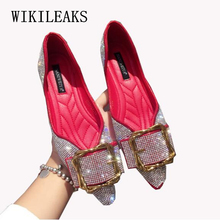 Zapatos planos de cristal con nudo de mariposa para mujer, mocasines sin cordones con diamantes de imitación, Tenis femeninos 2024 - compra barato