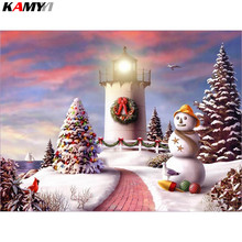 Praça cheia de Diamantes Pintura Diamante Bordado Imagem Do Boneco de neve de Natal De Strass Diamante Mosaico Paisagem XY1 2024 - compre barato